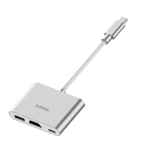 Adaptador 3 en 1 (USB C - USB C+USB A+HDMI)