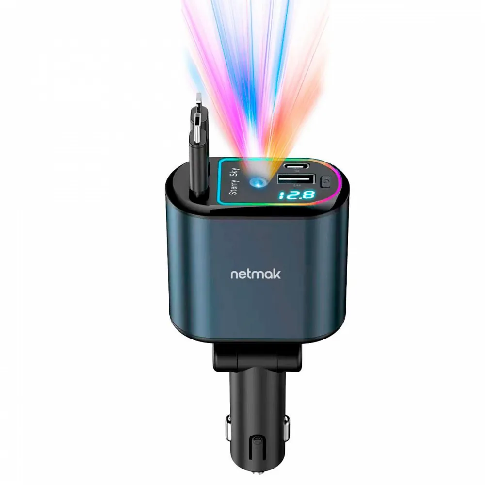 Cargador de auto 4en1 con luz de estrellas 66W